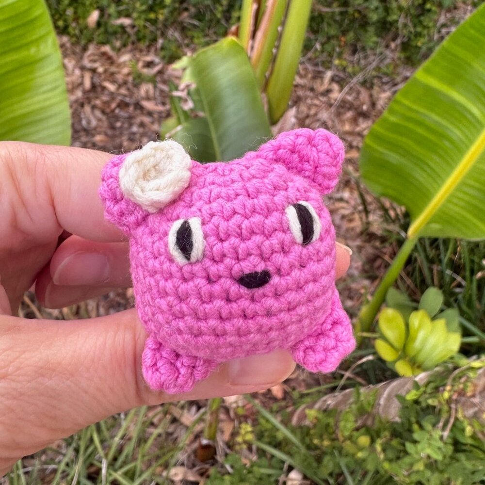 Crochet Pink Round Cat Kitten Figurine, Cute Pink Kitten Toy , Amigurumi Kitten,